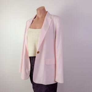 Halogen Preppy Academia Pink Blazer Single Button Relaxed Fit Soft Girl Career 4